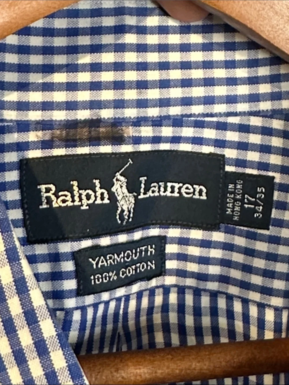 Yarmouth Polo by Ralph Lauren Blue White Gingham Button-Down Shirt